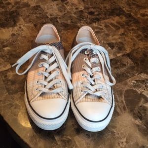 Converse 4 color block shoes.